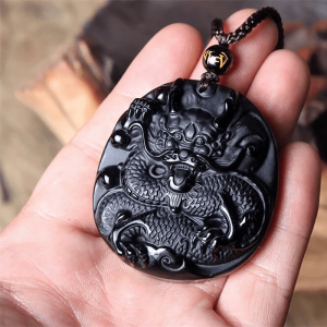 dragon necklace obsidian | Armored Drake