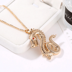 gold Chinese dragon necklace gold | Armored Drake