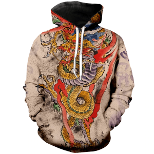 Chinese dragon print hoodie | Armored Drake