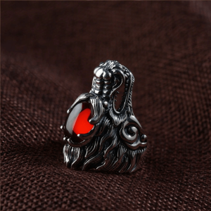 Dragon head rings with cornaline | Armored Drake