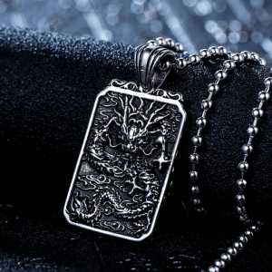 silver Dragon pendant necklace | Armored Drake