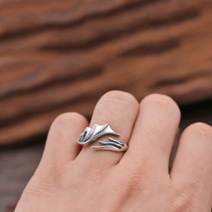 Silver Dragon Wing Ring | Armored Drake