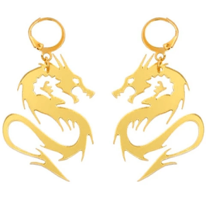 gold dragon earrings | Armored Drake