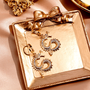 dragon earrings gold | Armored Drake