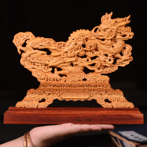 LArge wooden dragon statue | Armored Drake™