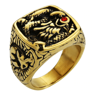 Men dragon ring gold | Armored drake