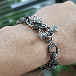 sterling silver dragon bracelet for mens | Armored Drake