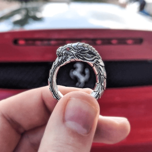 Ouroboros silver dragon ring | Armored Drake