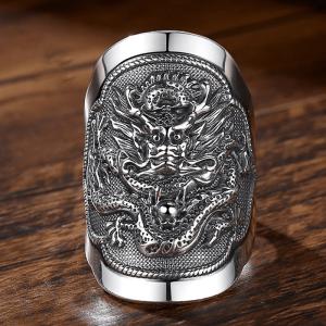 silver celtic dragon ring | Armored Drake
